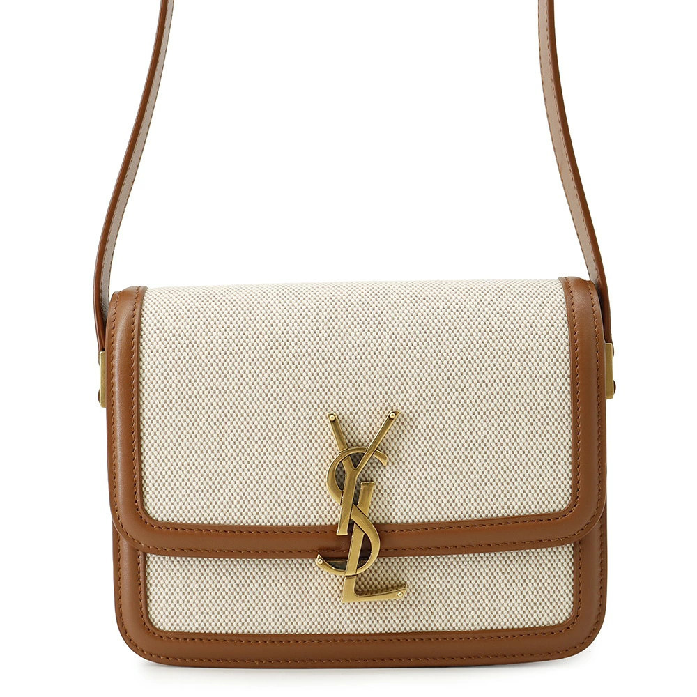 Saint Laurent Paris Solferino Satchel Shoulder Bag Leather Canvas
